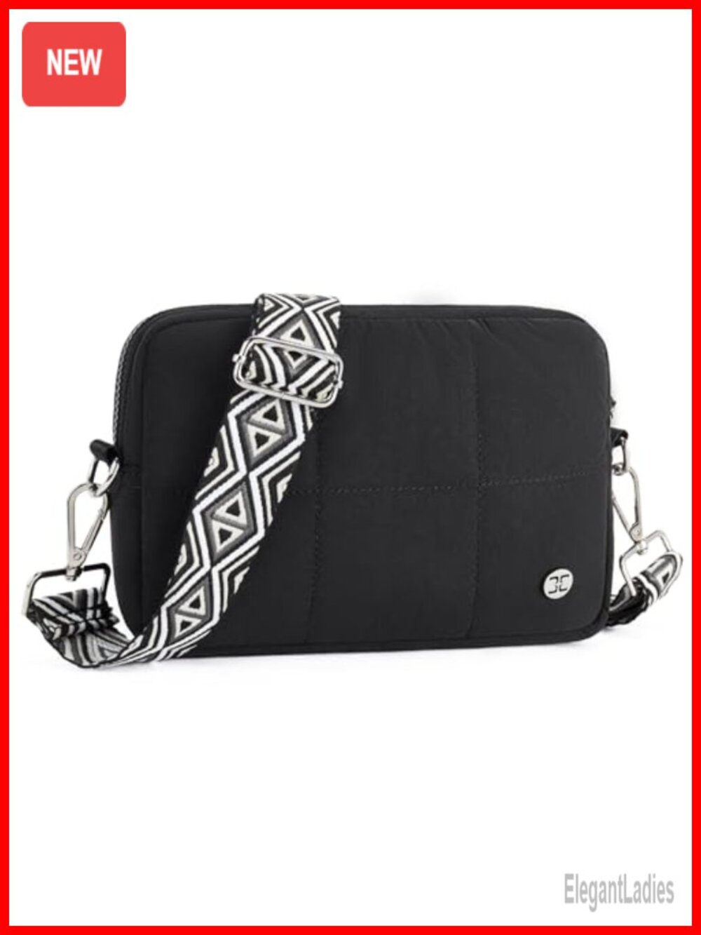 Quilted Crossbody Bag with Guitar Strap Adjustable Shoulder Purse